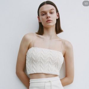 (NWT) Zara cable knit top ecru size S